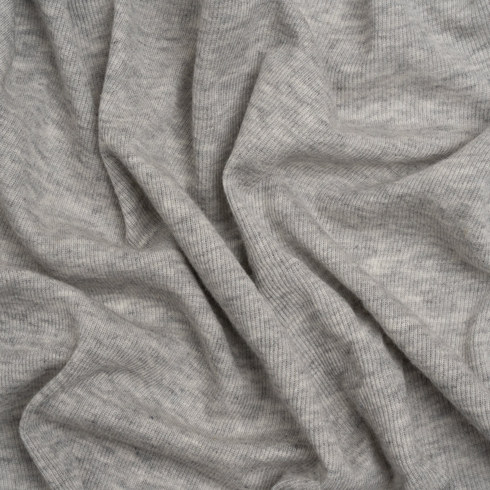 Cotton and Modal 1x1 Rib Knit - Heathered Light Gray