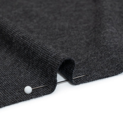 Cotton and Modal 1x1 Rib Knit - Heathered Dark Gray Detail