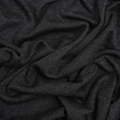 Cotton and Modal 1x1 Rib Knit - Heathered Dark Gray