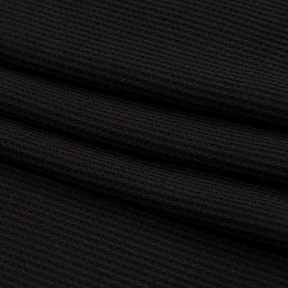 Black Rayon and Polyester Waffle Knit Folded