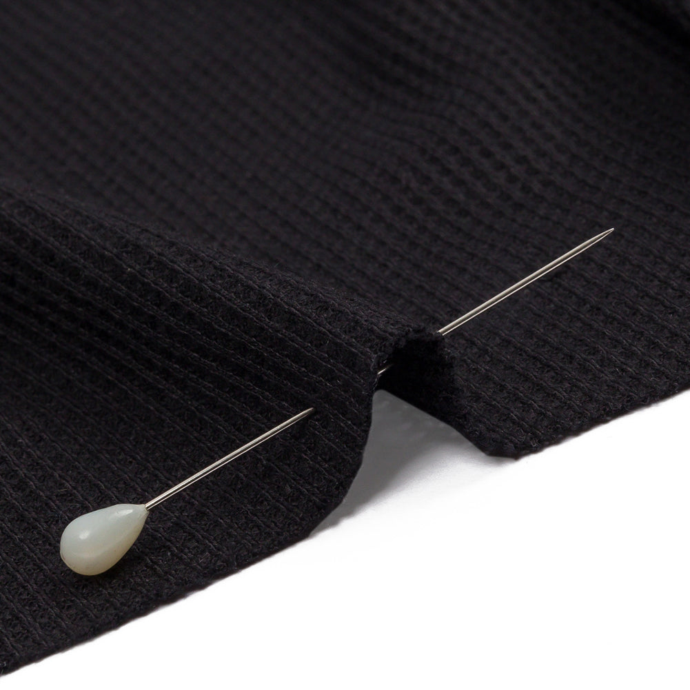 Black Rayon and Polyester Waffle Knit Detail