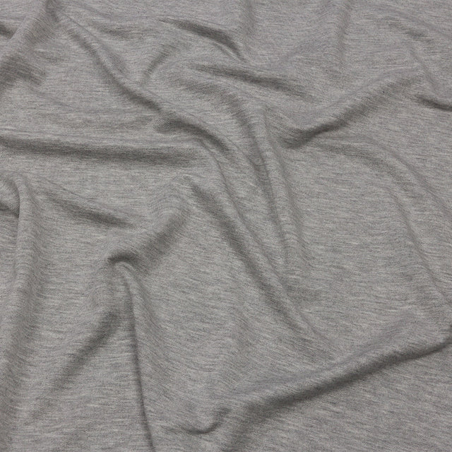 Heathered Light Gray Stretch Rayon French Terry