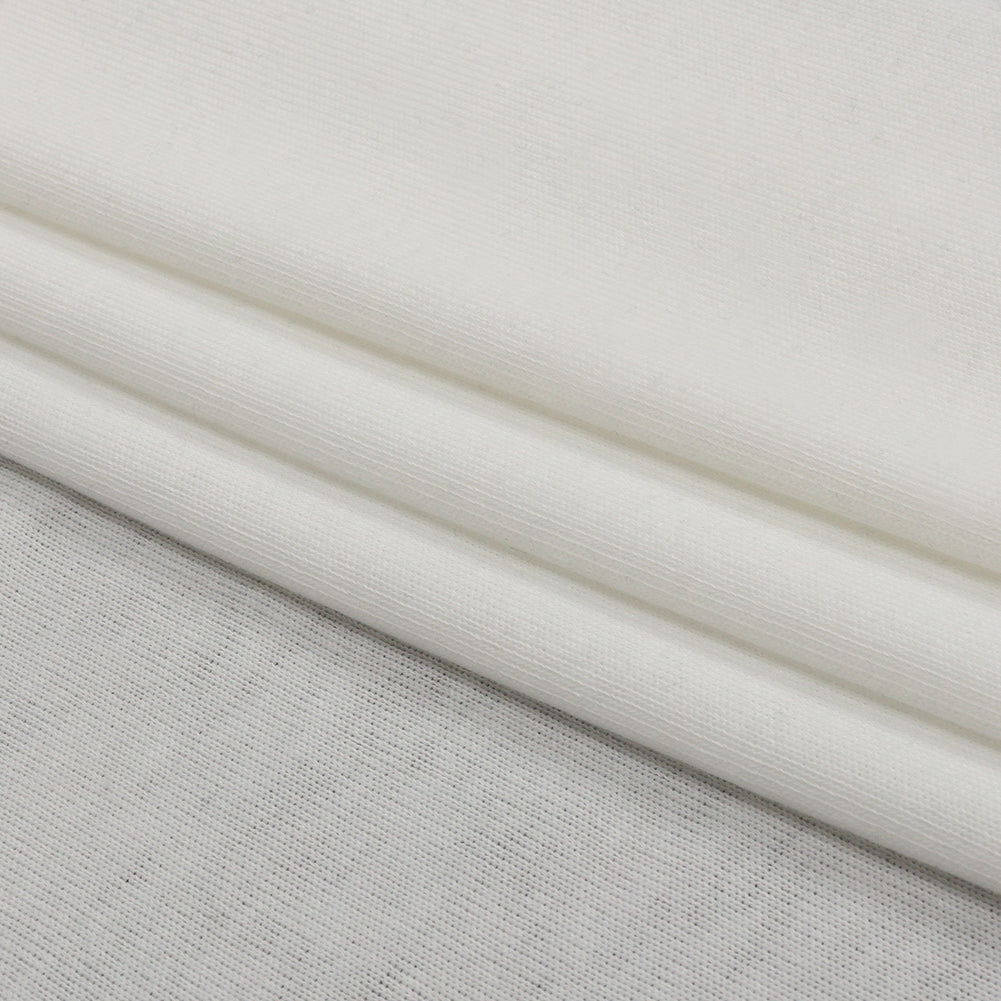 Off White Polyester Sweater Knit Folded