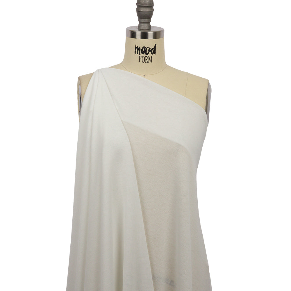 Off White Polyester Sweater Knit Drape