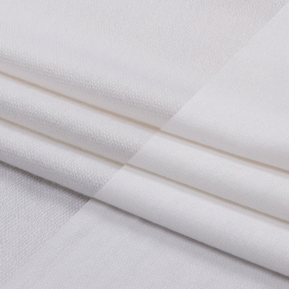 Off White Stretch Rayon French Terry Folded