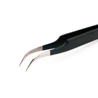 Mood Matte Black Curved Nose Tweezers - 4.75"