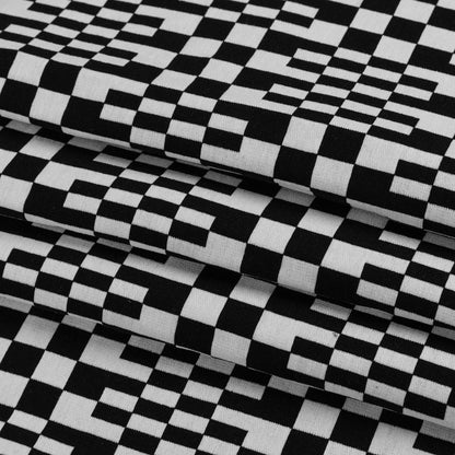 Trina Turk Black and White Geometric Stretch Cotton Double Cloth Folded