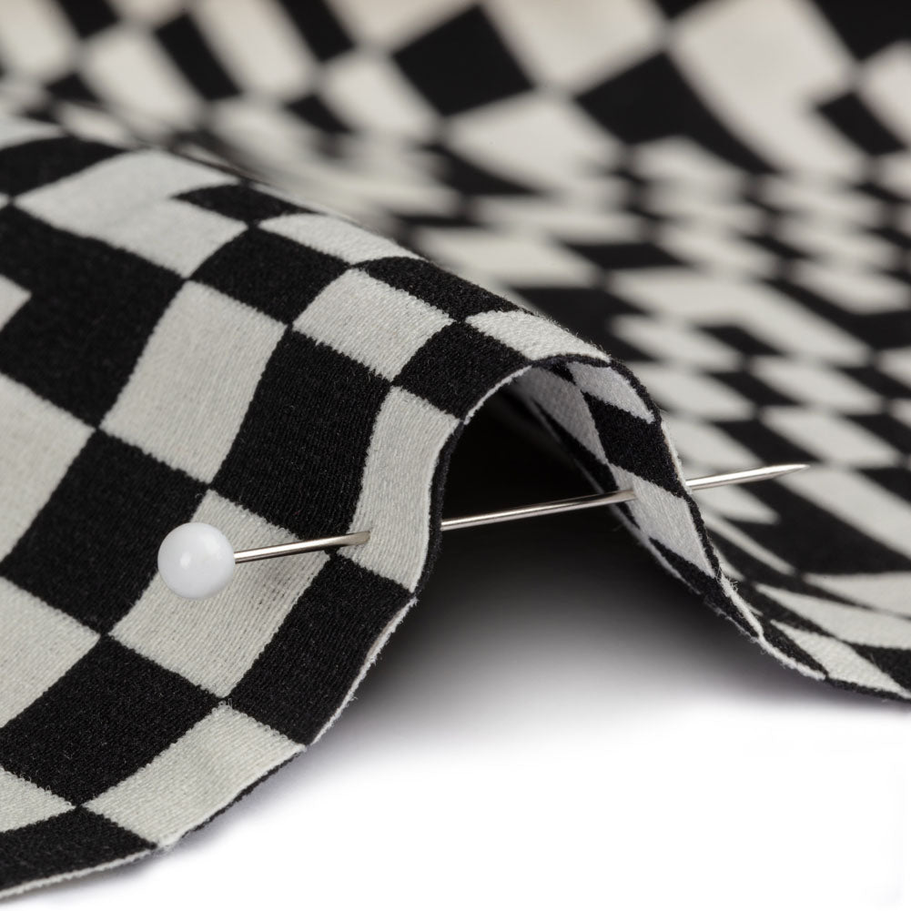 Trina Turk Black and White Geometric Stretch Cotton Double Cloth Detail