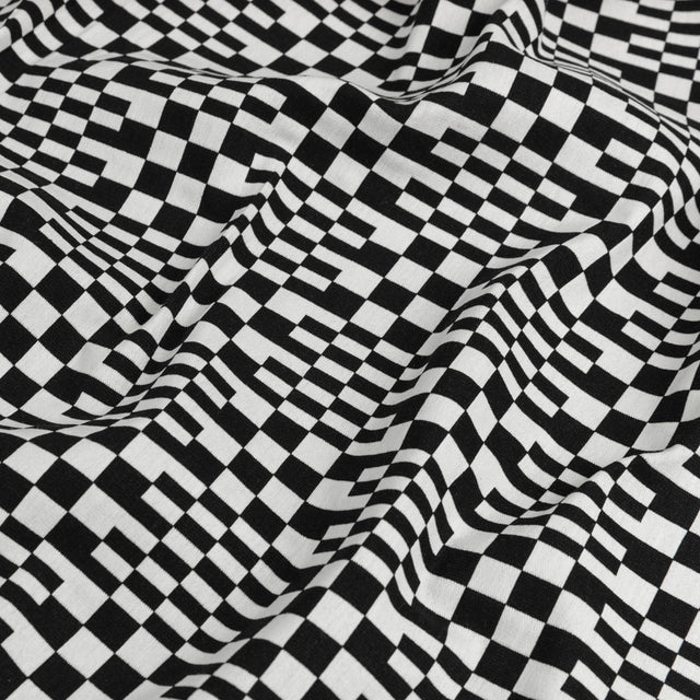 Trina Turk Black and White Geometric Stretch Cotton Double Cloth