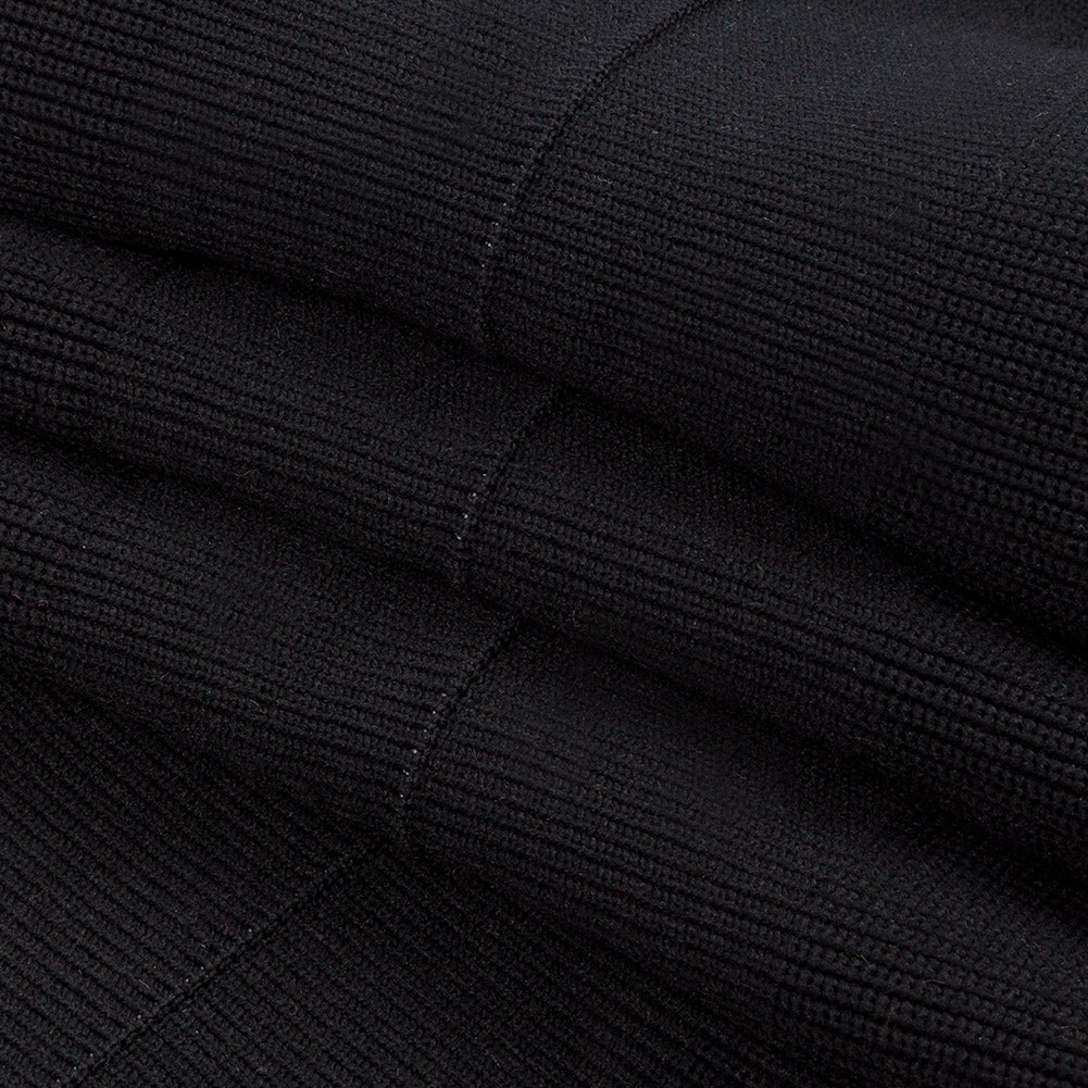 Black Ruffled Foldover Rib Knit Trim - 39" x 6" Folded