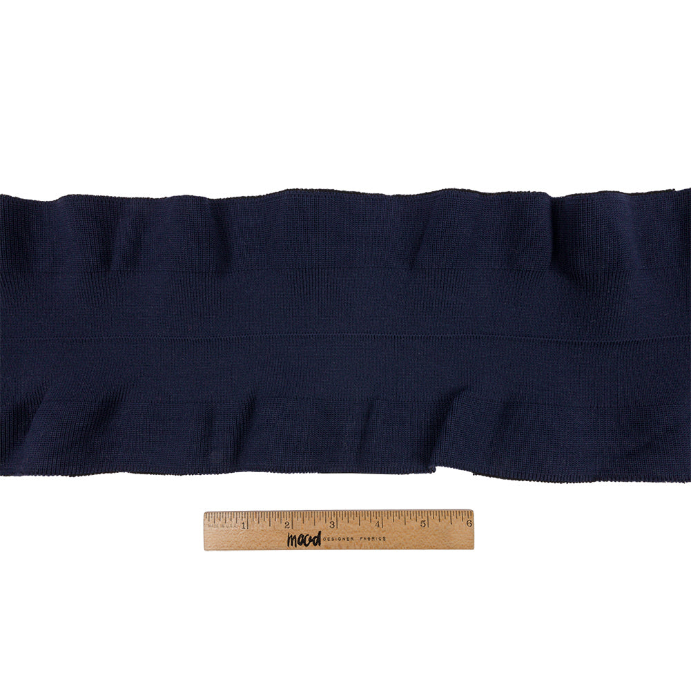 Navy Ruffled Foldover Rib Knit Trim - 39" x 6" Full
