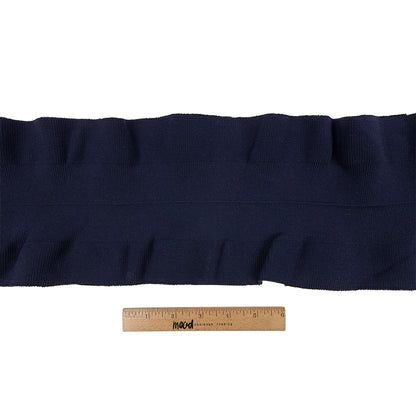 Navy Ruffled Foldover Rib Knit Trim - 39" x 6" Full