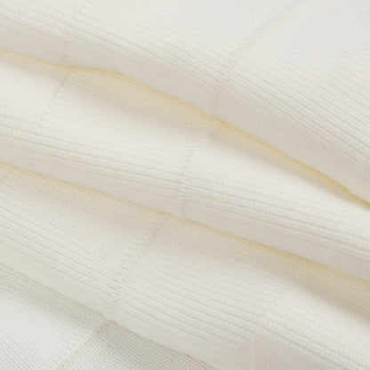 White Ruffled Foldover Rib Knit Trim - 39" x 6" Folded