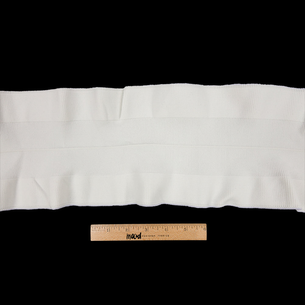 White Ruffled Foldover Rib Knit Trim - 39" x 6" Full