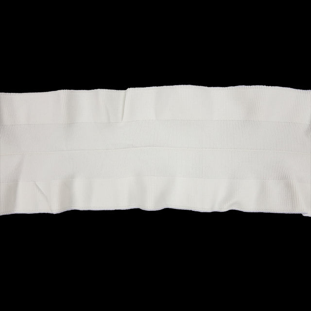 White Ruffled Foldover Rib Knit Trim - 39" x 6"