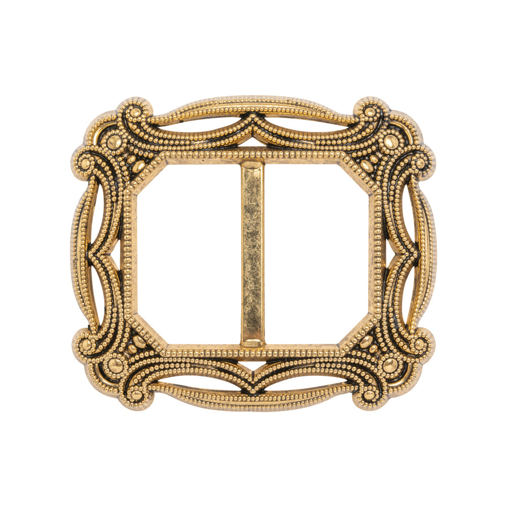 Famous NYC Designer Antique Gold Metallic Filigree Plastic Slider Buck