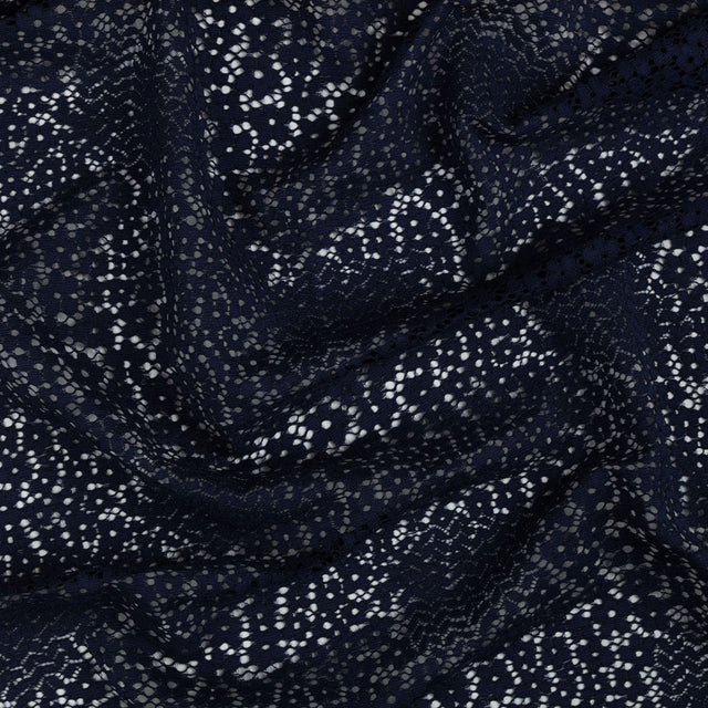 Trina Turk Navy Blue Floral Lace with Finished Scalloped Edges