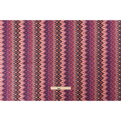 Trina Turk Pink, Navy and Orange Textured Zig Zags Viscose and Polyester Sweater Knit Full