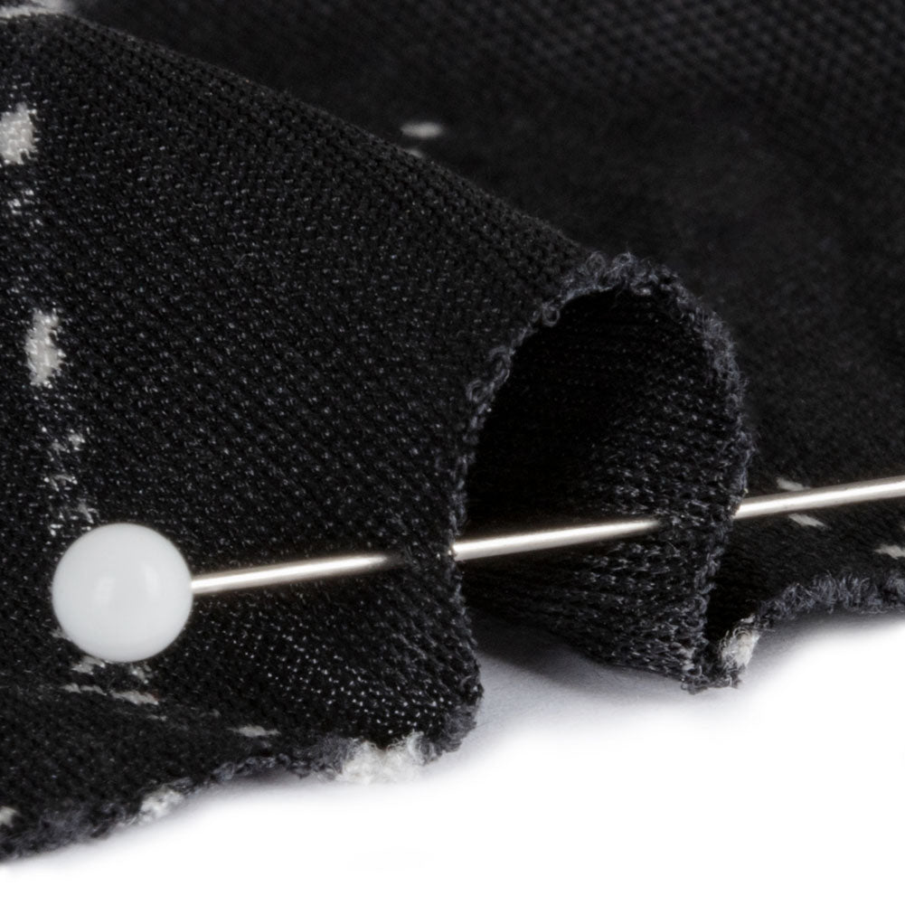 Fuchsia, Black and White Floral and Striped Batik Inspired Silk Interlock Knit Folded