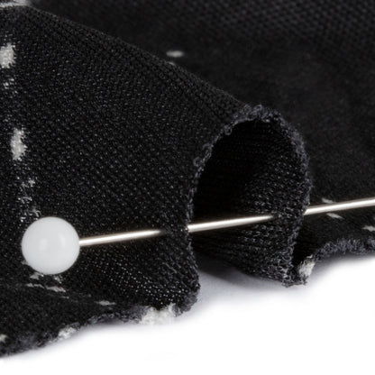 Fuchsia, Black and White Floral and Striped Batik Inspired Silk Interlock Knit Folded