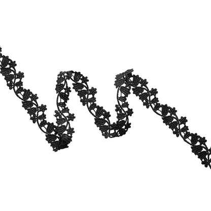 Black Bellflower Vine Venise Lace Trim - 0.75"
