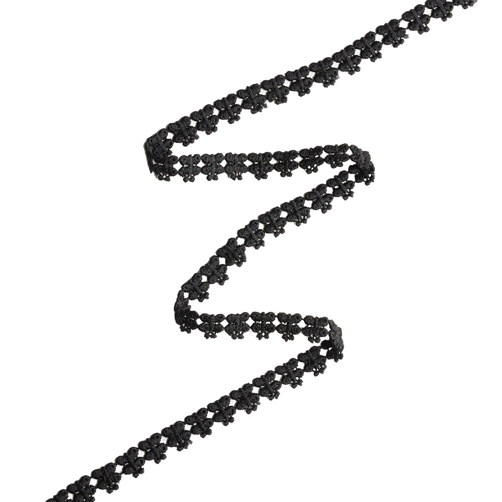 Black Simple Butterflies Venise Lace Trim - 0.375"