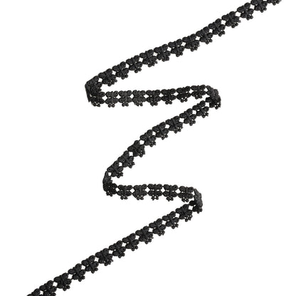 Black Simple Butterflies Venise Lace Trim - 0.375"