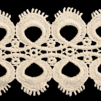 Natural Loop de Loops and Little Fringe Cotton Venise Lace Trim - 2.75" Folded