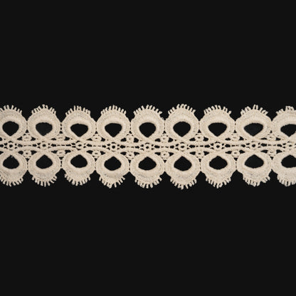 Natural Loop de Loops and Little Fringe Cotton Venise Lace Trim - 2.75"