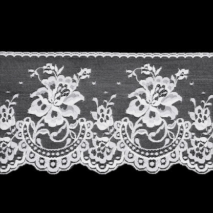 White Scalloped Edge Floral Lace Trim - 7"