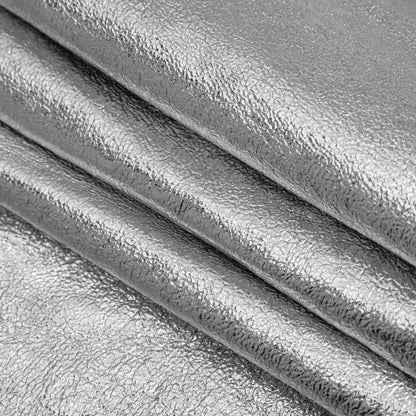 Textured Faux Leather - Metallic Silver - Ileana Collection