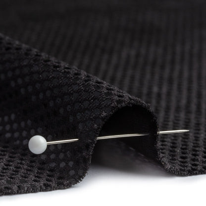 Stretch Polyester Velour with Crystal Foiled Polka Dots - Black