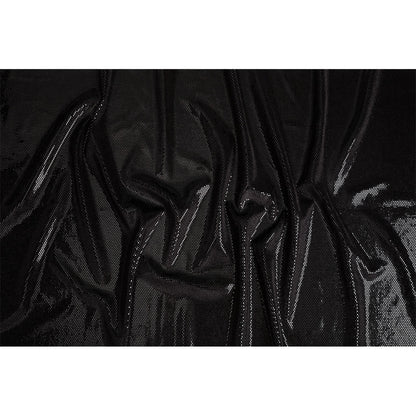 Stretch Polyester Velour with Crystal Foiled Polka Dots - Black