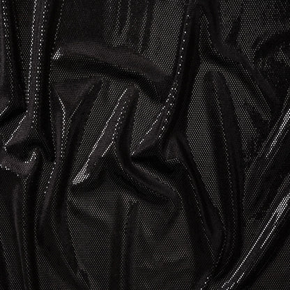 Stretch Polyester Velour with Crystal Foiled Polka Dots - Black