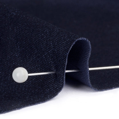 Faux Leather Foil Stretch Polyester Knit - Navy Cloud Textured - Vanessa Collection