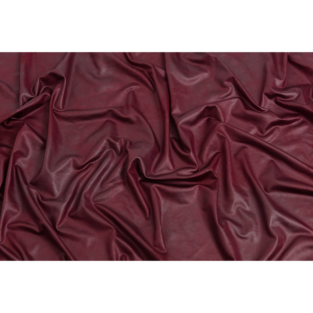 Faux Leather Foil Stretch Polyester Knit - Wine Cloud Textured - Vanessa Collection - Full