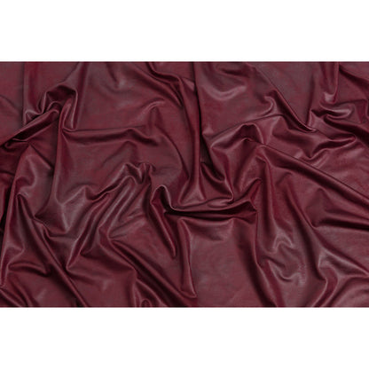 Faux Leather Foil Stretch Polyester Knit - Wine Cloud Textured - Vanessa Collection