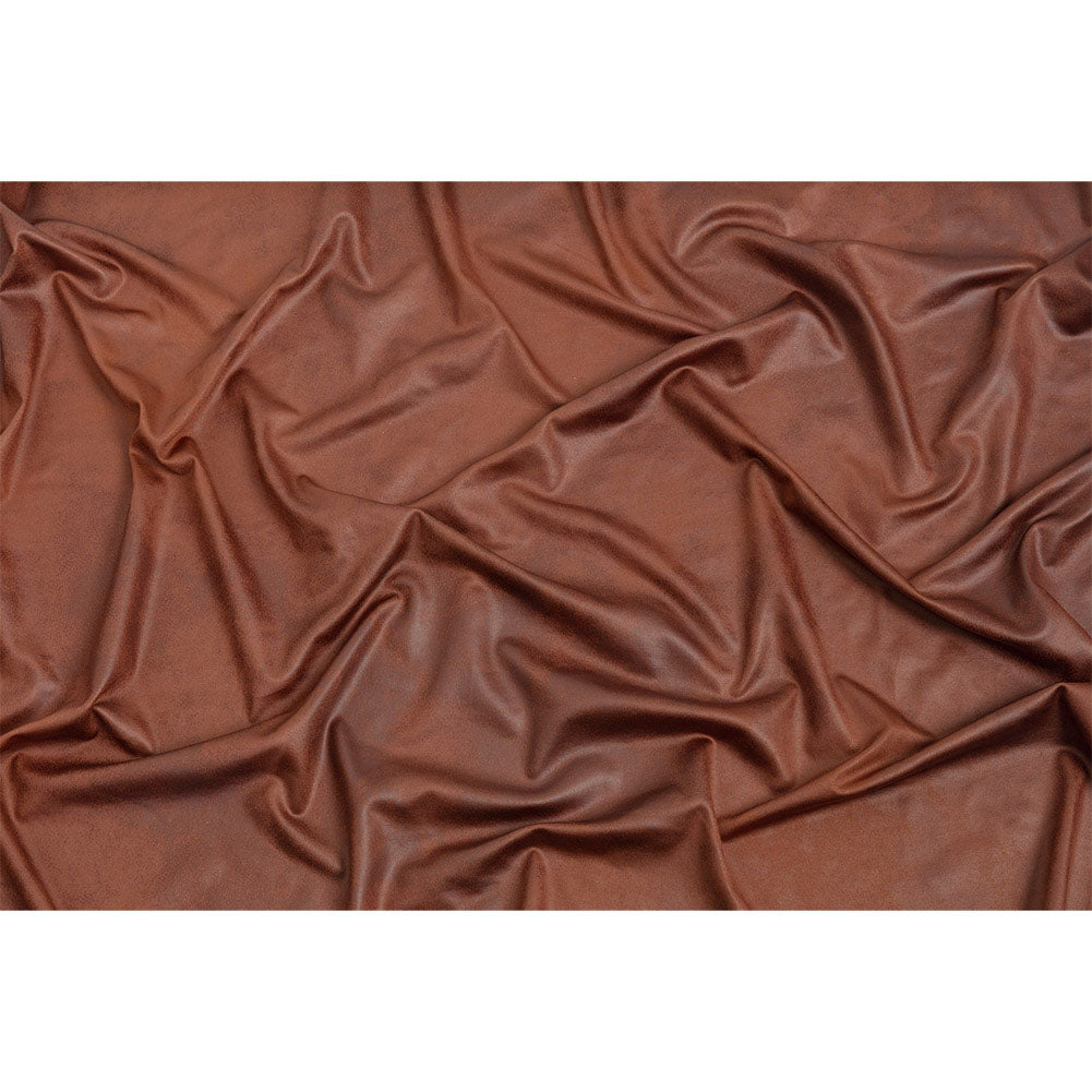 Faux Leather Foil Stretch Polyester Knit - Warm Brown Cloud Textured - Vanessa Collection