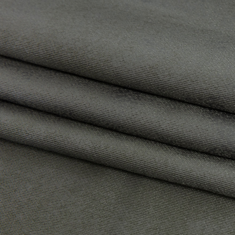 Faux Leather Foil Stretch Polyester Knit - Olive Cloud Textured - Vanessa Collection