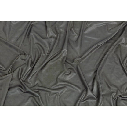Faux Leather Foil Stretch Polyester Knit - Olive Cloud Textured - Vanessa Collection