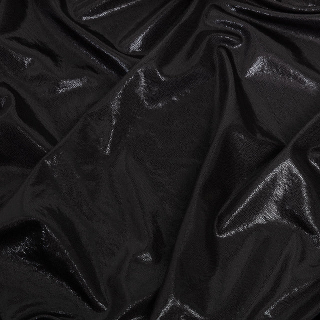 Black Tiny Dots Foiled Stretch Polyester Jersey