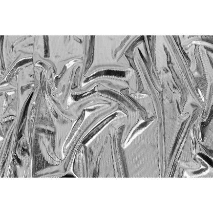 Silver Dense Polka Dots Foiled Stretch Polyester Knit