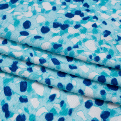 Stretch Rayon Jersey - Aqua and Cobalt Blue Spotted Folded