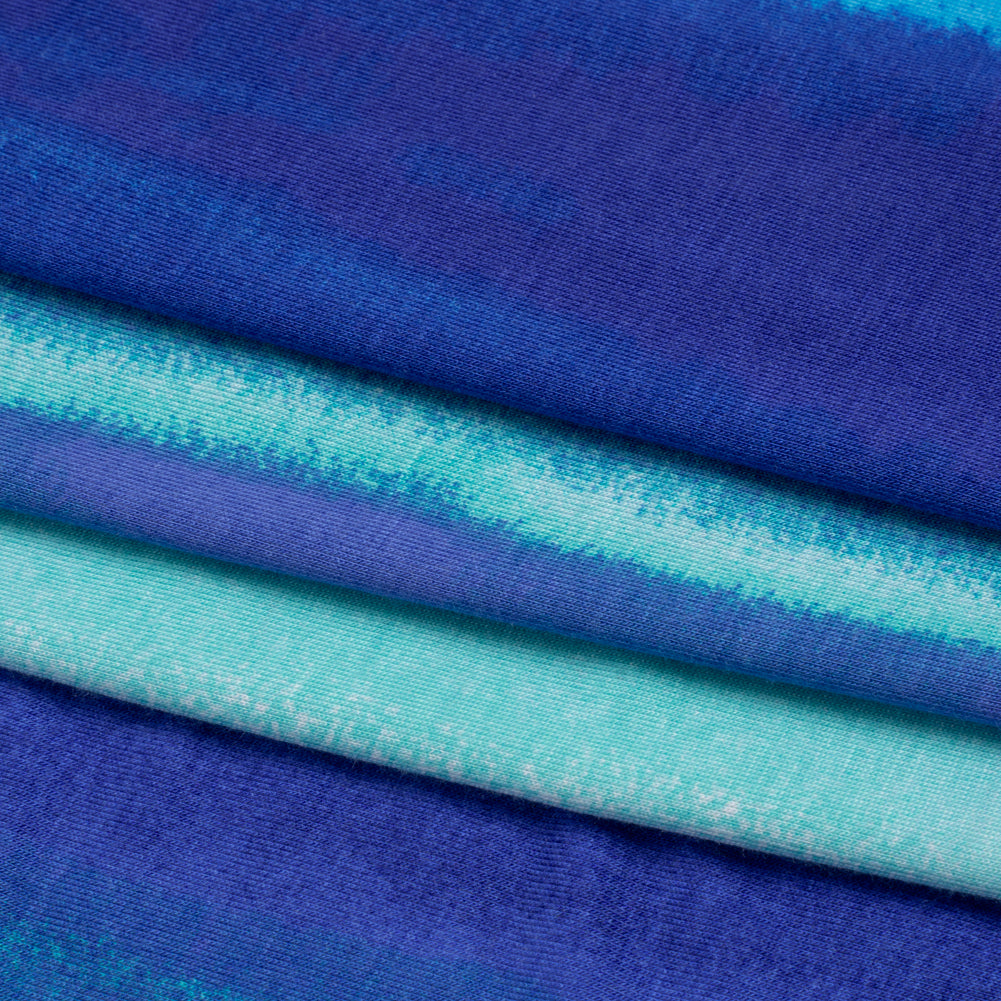 Stretch Rayon Jersey - Blue and Seafoam Soft Stripes Folded