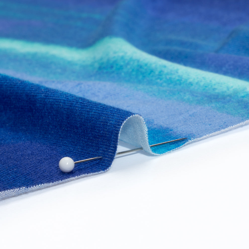 Stretch Rayon Jersey - Blue and Seafoam Soft Stripes Detail