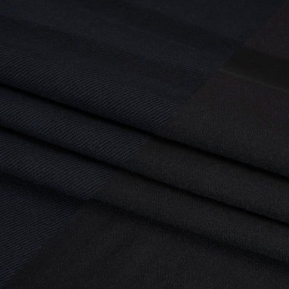 Stretch Cotton and Nylon Twill French Terry Knit - Black and Midnight Folded