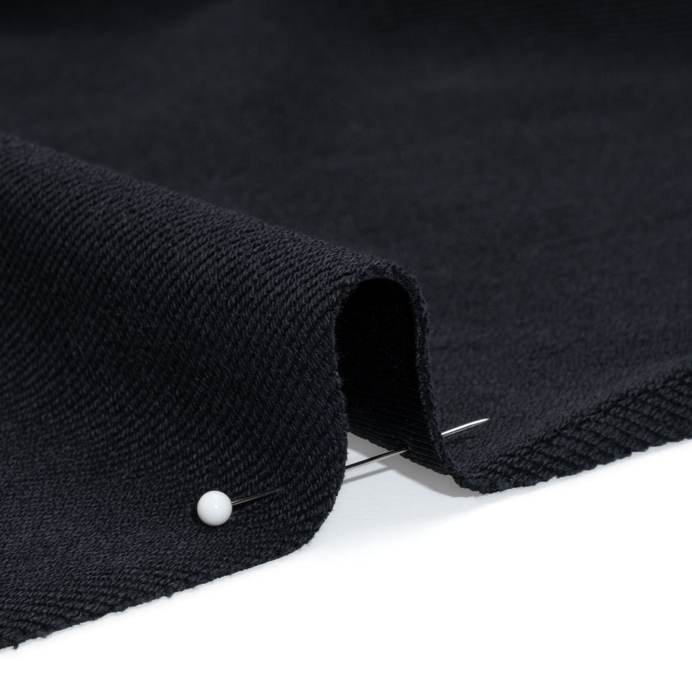 Stretch Cotton and Nylon Twill French Terry Knit - Black and Midnight Detail