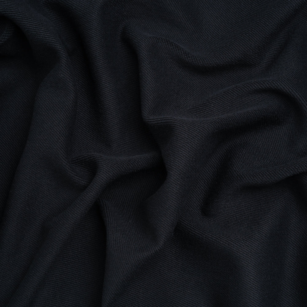 Stretch Cotton and Nylon Twill French Terry Knit - Black and Midnight