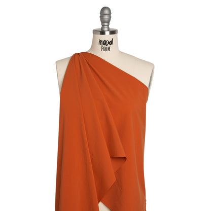 Creped Stretch Polyester Woven - Burnt Orange Drape
