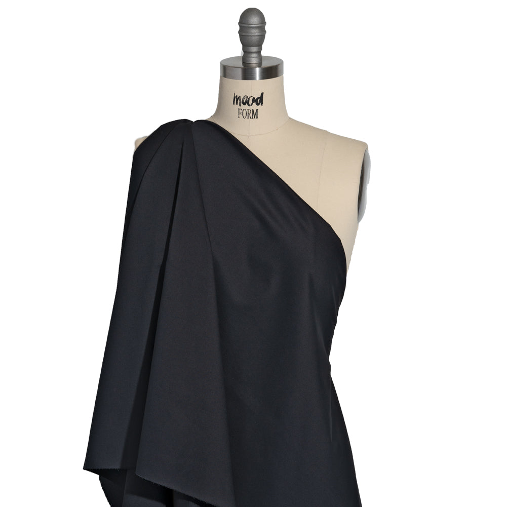 Carbon Brushed Stretch Khaki Twill - Black - Averill Collection - Drape